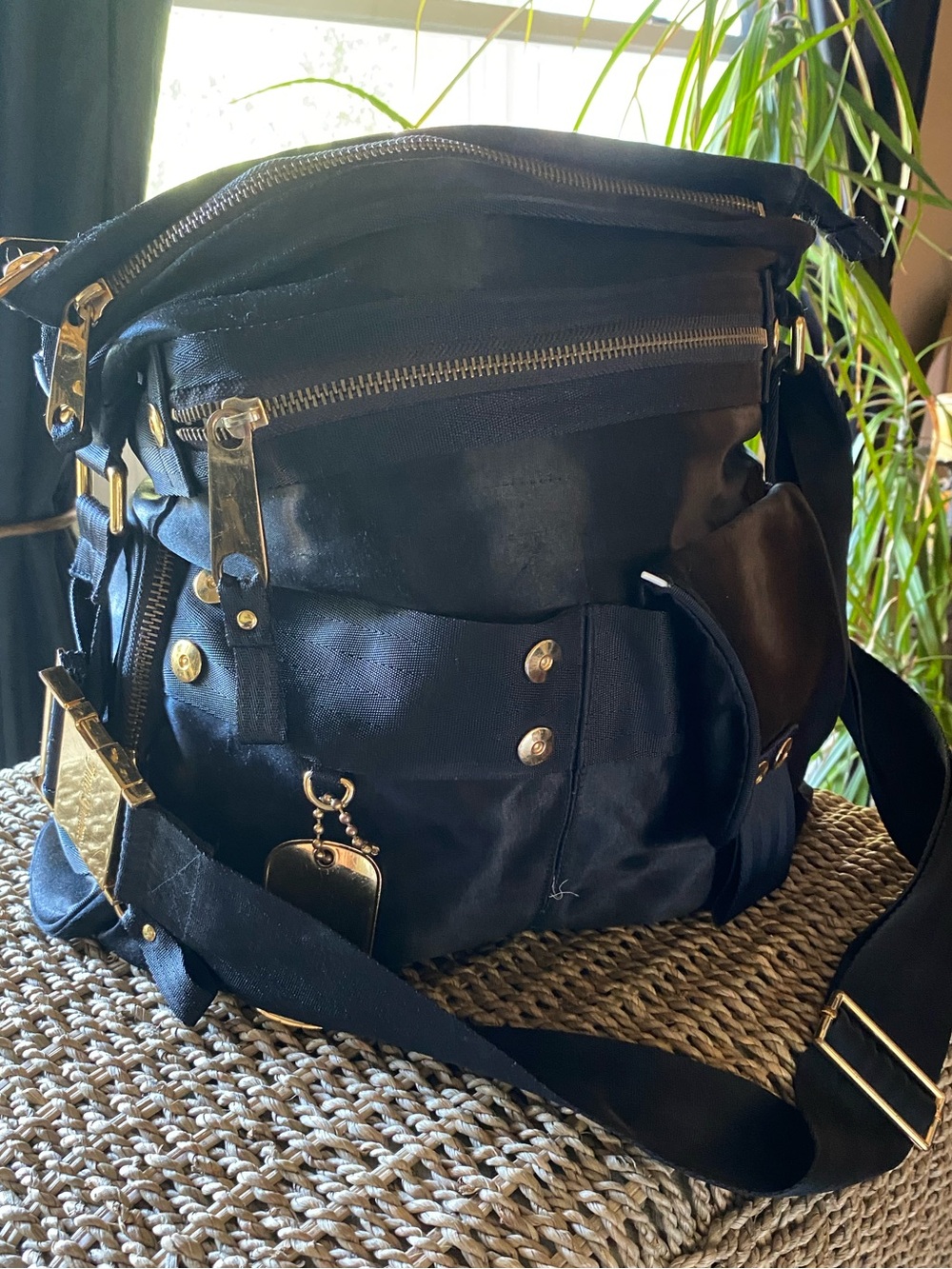 Juicy Couture Black Satin Large Tote Bag Gold Hardware Y2K Shoulder Bag